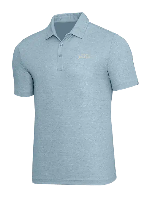 TravisMathew Light Blue Heather Oceanside Polo w/Moon Logo