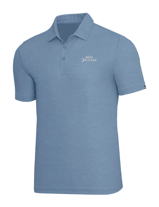 TravisMathew Slate Blue Heather Oceanside Polo w/Moon Logo