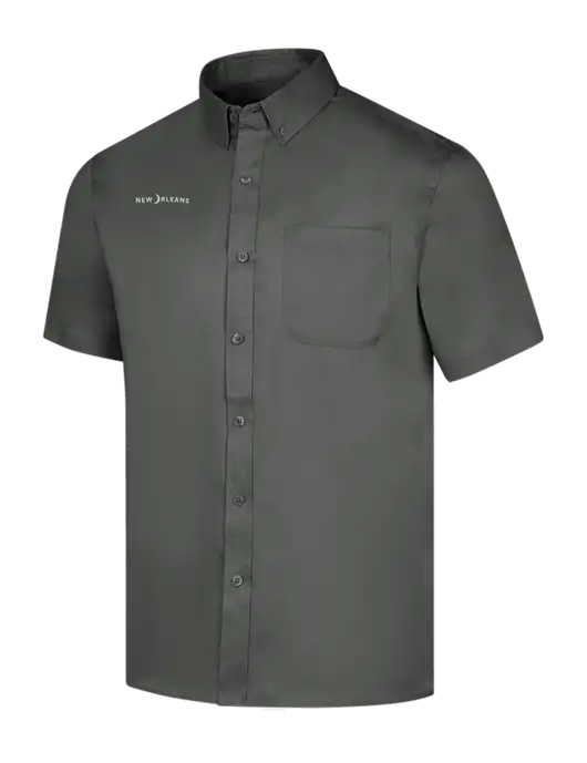 Short Sleeve Dark Grey Superpro React Twill Shirt w/Moon Logo