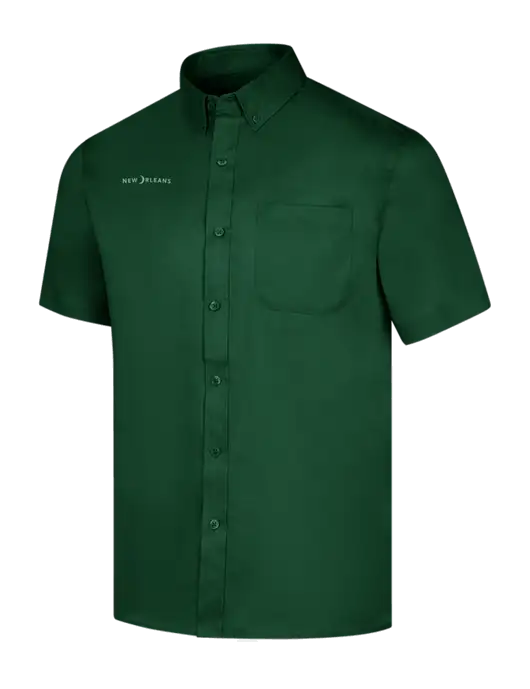 Short Sleeve Dark Green Superpro React Twill Shirt w/Moon Logo