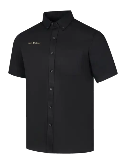 Short Sleeve Deep Black Superpro React Twill Shirt w/Moon Logo