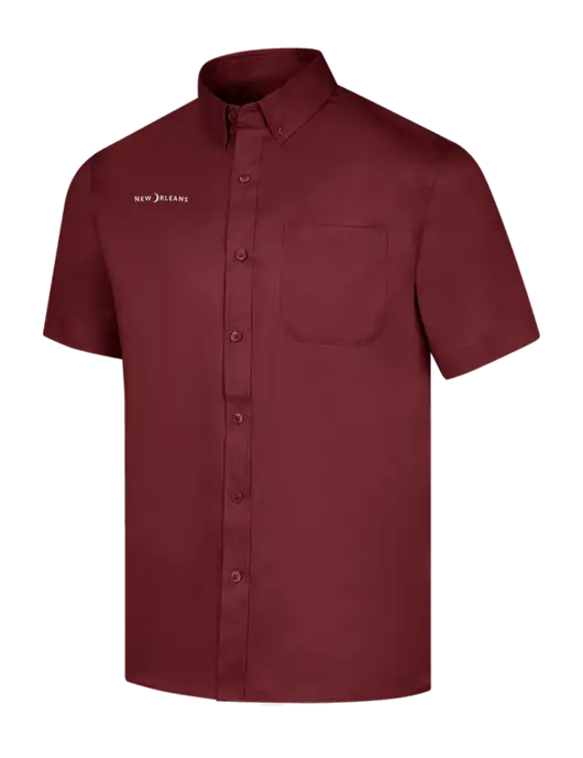 Short Sleeve Maroon Superpro React Twill Shirt w/Moon Logo