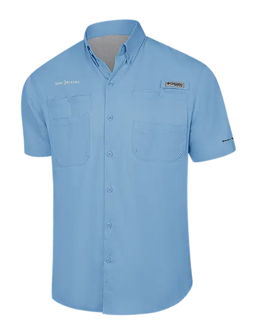 Columbia Light Blue PFG Tamiami II Short Sleeve Shirt w/Moon Logo