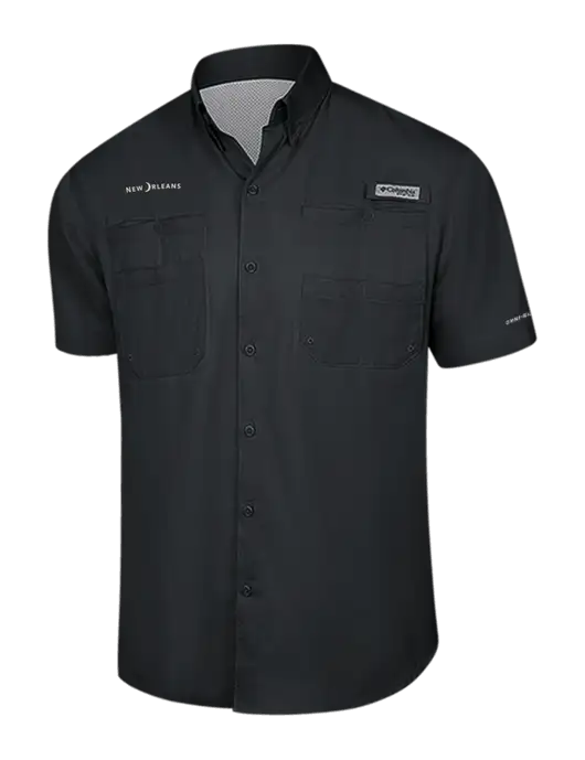 Columbia Black PFG Tamiami II Short Sleeve Shirt w/Moon Logo