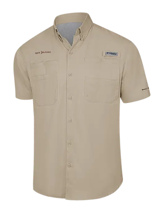 Columbia Tan PFG Tamiami II Short Sleeve Shirt w/Moon Logo