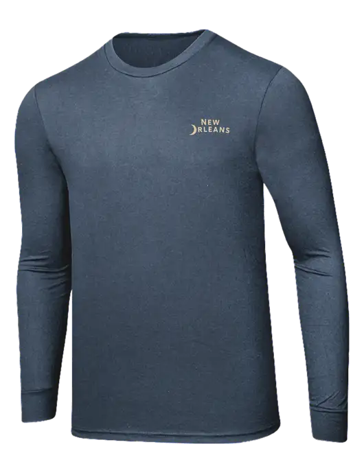Simply Soft Long Sleeve Navy Frost 4.5 oz, Poly/Combed Ring Spun Cotton T-Shirt w/Moon Logo