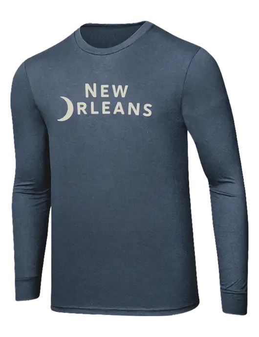 Simply Soft Long Sleeve Navy Frost 4.5 oz, Poly/Combed Ring Spun Cotton T-Shirt w/Moon Logo