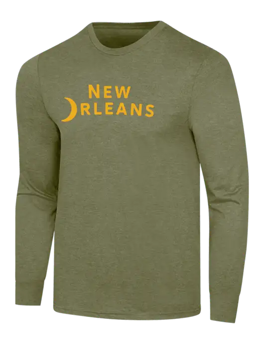 Simply Soft Long Sleeve Military Green Frost 4.5 oz, Poly/Combed Ring Spun Cotton T-Shirt w/Moon Logo
