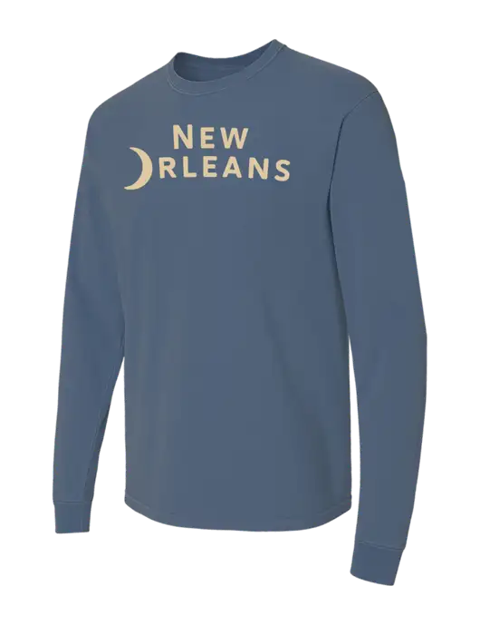 Comfort Colors Garment-Dyed Blue Slate Heavyweight Long Sleeve T-Shirt w/Moon Logo