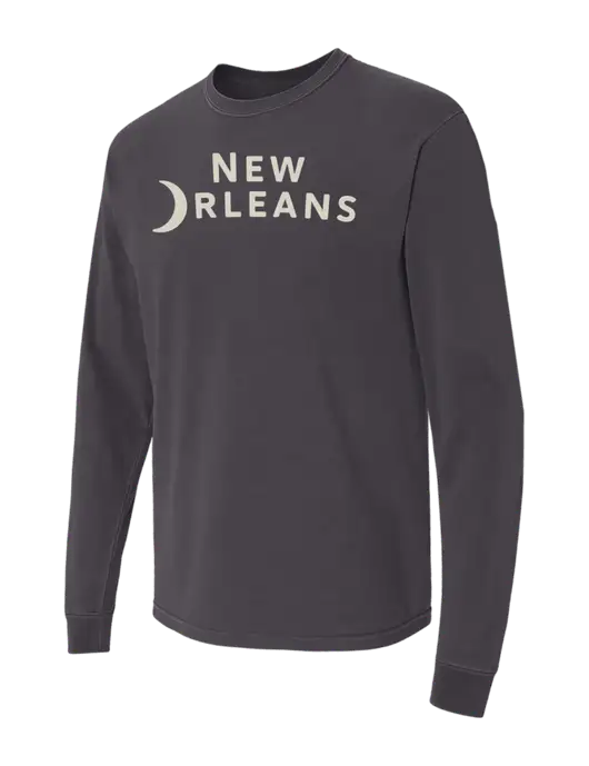 Comfort Colors Garment-Dyed Dark Grey Heavyweight Long Sleeve T-Shirt w/Moon Logo