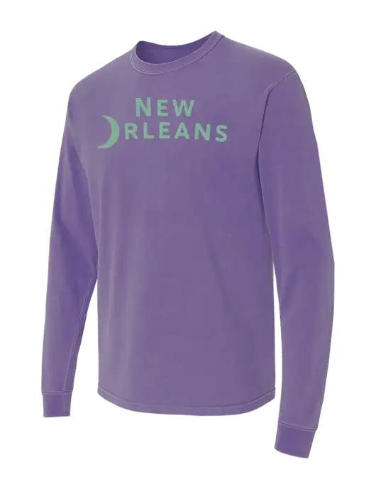 Comfort Colors Garment-Dyed Purple Heavyweight Long Sleeve T-Shirt w/Moon Logo
