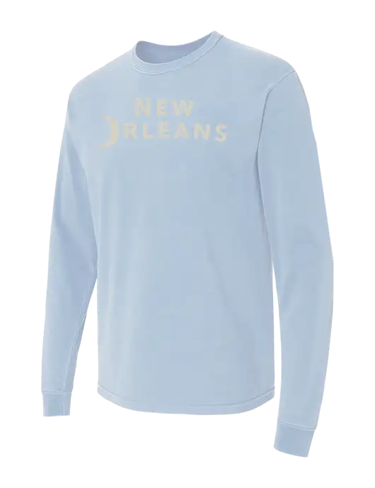 Comfort Colors Garment-Dyed Light Blue Heavyweight Long Sleeve T-Shirt w/Moon Logo