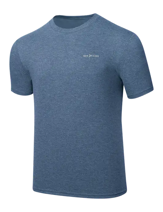 Simply Soft Light Slate Blue Heathered 4.5oz  Poly/Combed Ring Spun Cotton T-Shirt w/Moon Logo