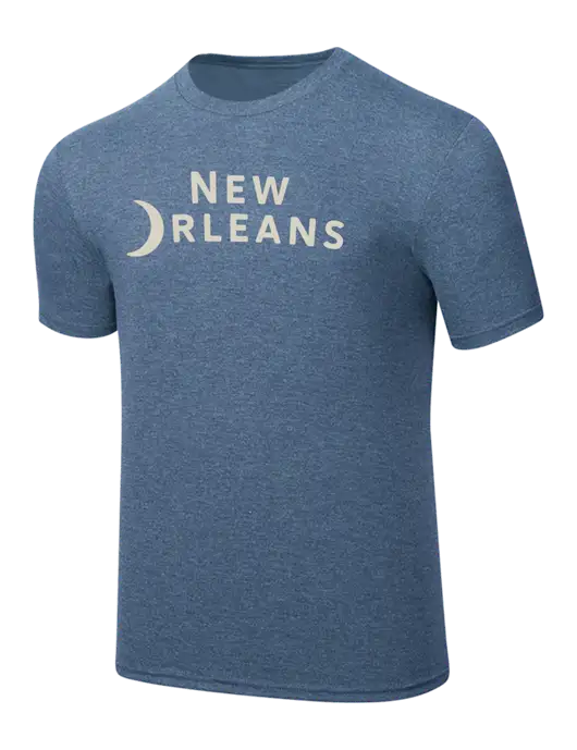 Simply Soft Light Slate Blue Heathered 4.5oz  Poly/Combed Ring Spun Cotton T-Shirt w/Moon Logo