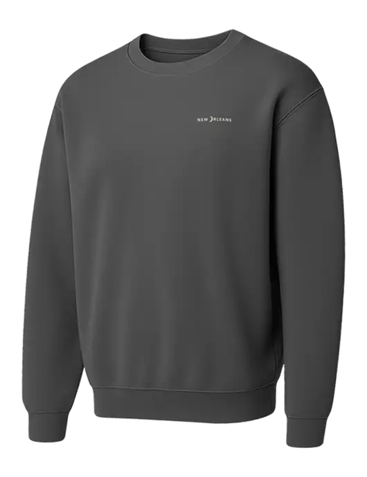 Comfort Colors Garment-Dyed Lightweight Dark Grey Fleece Crewneck Sweatshirt w/Moon Logo