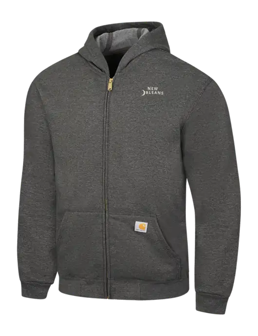 Carhartt Dark Grey Heather Midweight Hooded Zip-Front Sweatshirt w/Moon Logo