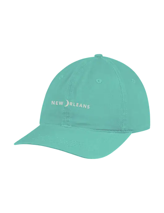 Garment Washed Unstructured Twill Very Light Teal Cap w/Moon Logo