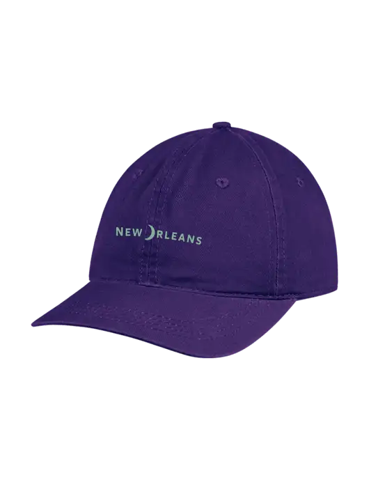 Garment Washed Unstructured Twill Purple Cap w/Moon Logo