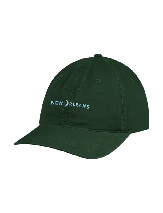 Garment Washed Unstructured Twill Dark Green Cap w/Moon Logo