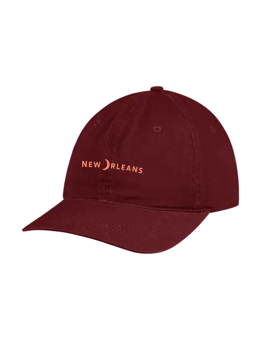 Garment Washed Unstructured Twill Maroon Cap w/Moon Logo