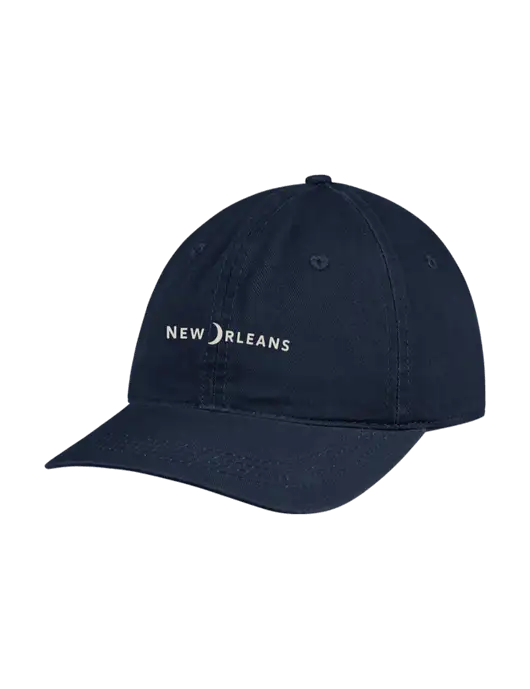Garment Washed Unstructured Twill Navy Cap w/Moon Logo