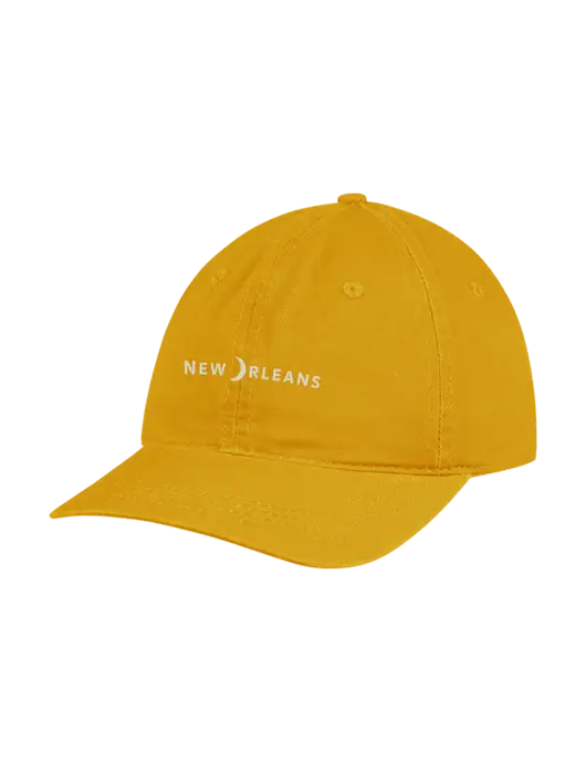 Garment Washed Unstructured Twill Yellow Gold Cap w/Moon Logo