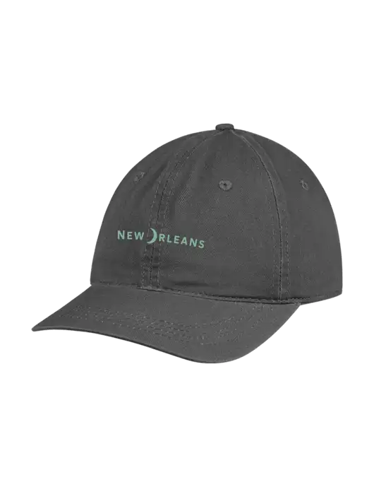 Garment Washed Unstructured Twill Charcoal Cap w/Moon Logo