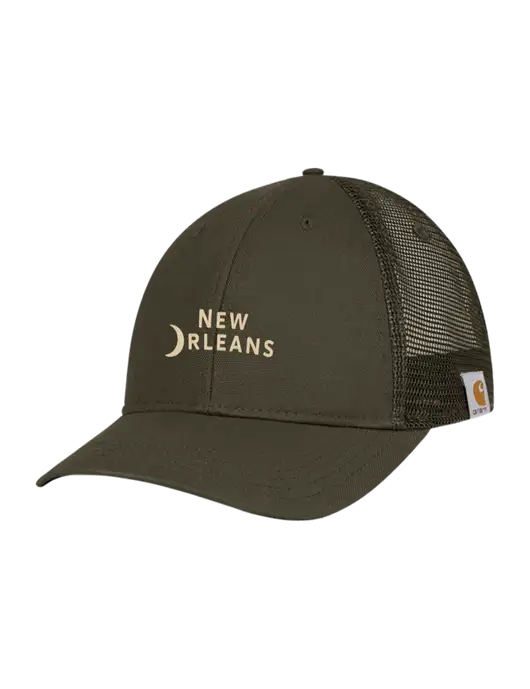 Carhartt Dark Olive Canvas Trucker Cap w/Moon Logo