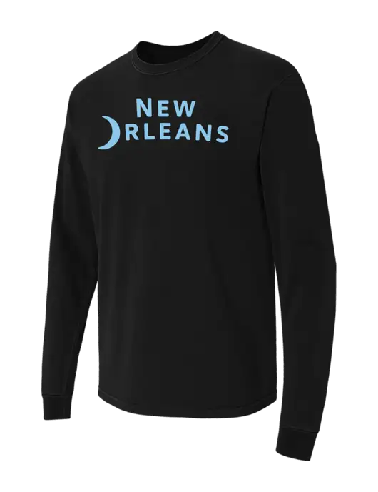 Comfort Colors Garment-Dyed Black Heavyweight Long Sleeve T-Shirt w/Moon Logo