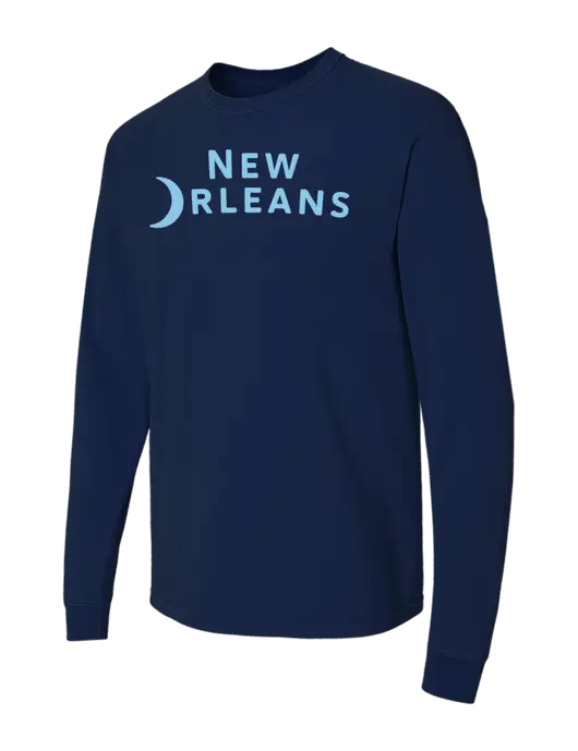 Comfort Colors Garment-Dyed Dark Navy Heavyweight Long Sleeve T-Shirt w/Moon Logo