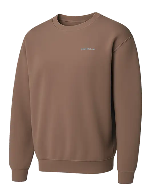 Comfort Colors Garment-Dyed Lightweight Brown Fleece Crewneck Sweatshirt w/Moon Logo