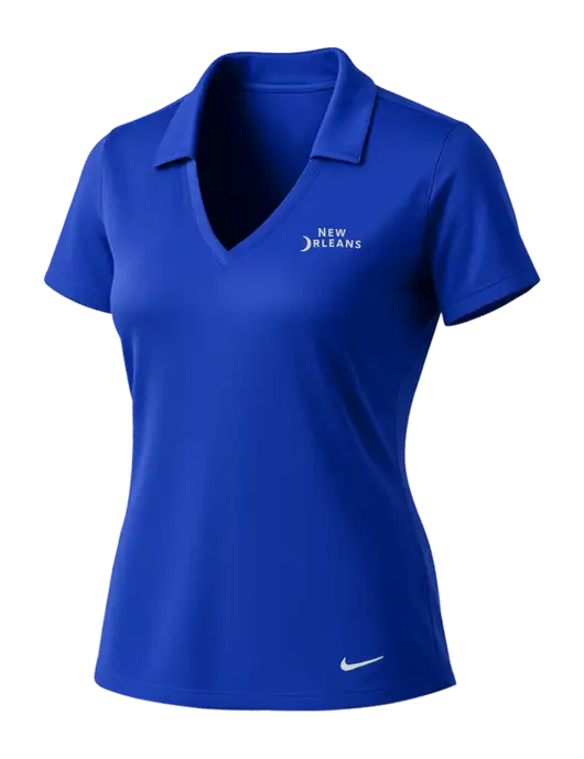 NIKE Dark Royal Womens Dri-Fit Vertical Mesh Polo w/Moon Logo