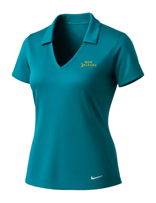 NIKE Dark Teal Womens Dri-Fit Vertical Mesh Polo w/Moon Logo