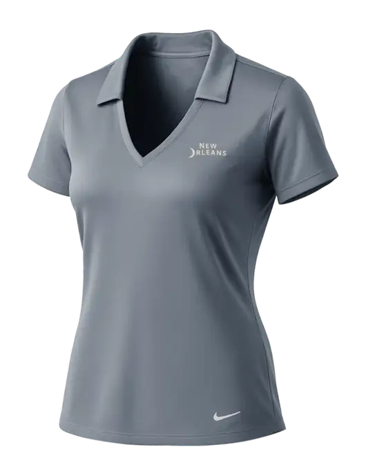 NIKE Medium Grey Womens Dri-Fit Vertical Mesh Polo w/Moon Logo