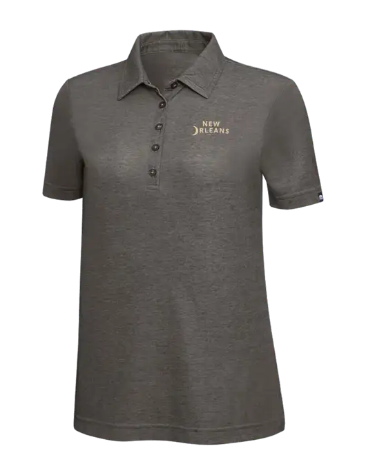 TravisMathew Black Heather Womens Oceanside Polo w/Moon Logo