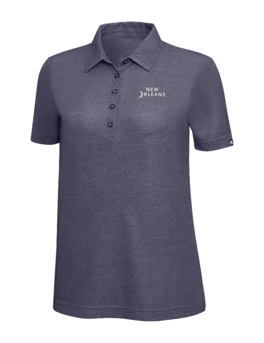 TravisMathew Navy Heather Womens Oceanside Polo w/Moon Logo