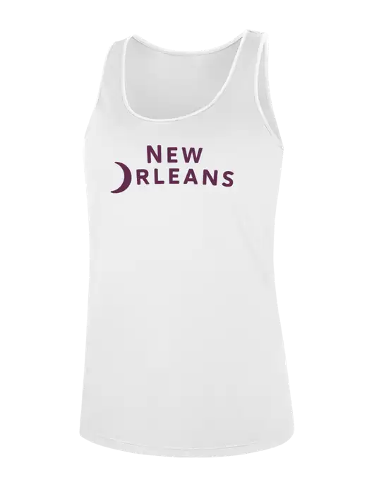 Womens White Perfect Tri Racerback Tank w/Moon Logo