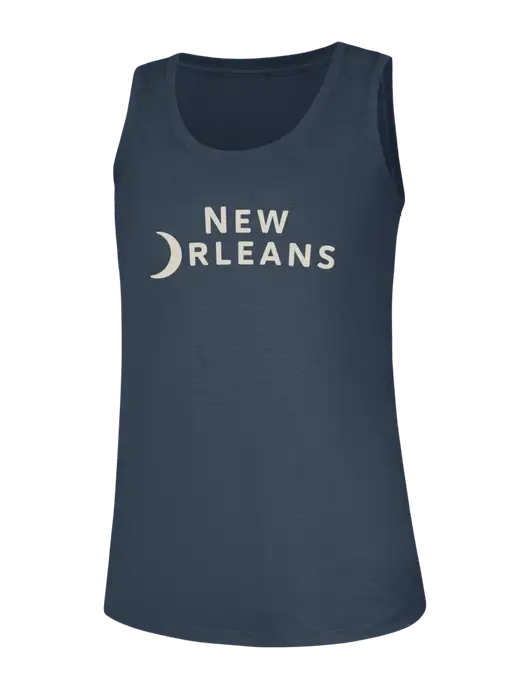 Womens Navy Frost Perfect Tri Racerback Tank w/Moon Logo