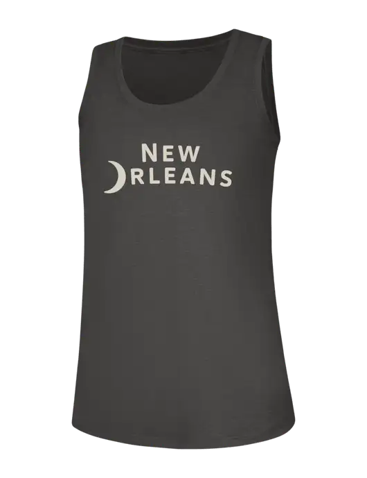 Womens Dark Grey Heather Perfect Tri Racerback Tank w/Moon Logo