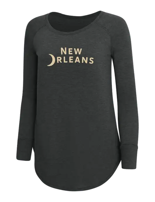 Womens Perfect Wide Collar Tunic Tri-Blend Black Frost 4.5 oz T-Shirt w/Moon Logo