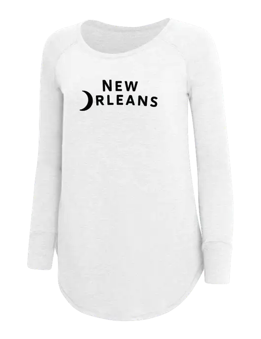 Womens Perfect Wide Collar Tunic Tri-Blend White 4.5 oz T-Shirt w/Moon Logo
