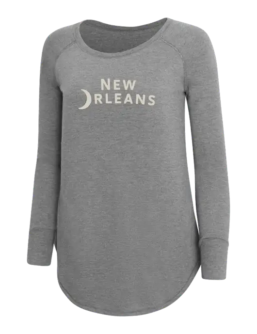 Womens Perfect Wide Collar Tunic Tri-Blend Grey Frost 4.5 oz T-Shirt w/Moon Logo