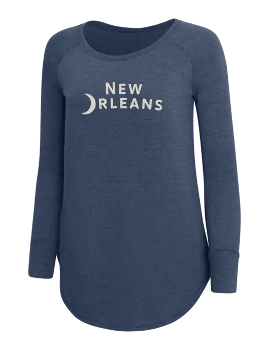 Womens Perfect Wide Collar Tunic Tri-Blend Navy Frost 4.5 oz T-Shirt w/Moon Logo