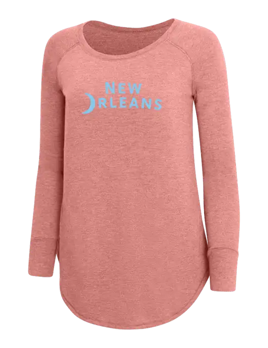 Womens Perfect Wide Collar Tunic Tri-Blend Blush Frost 4.5 oz T-Shirt w/Moon Logo