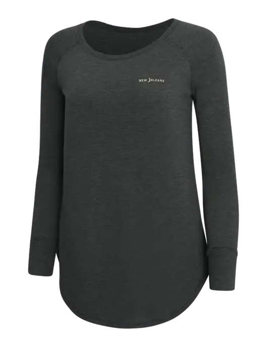 Womens Perfect Wide Collar Tunic Tri-Blend Black Frost 4.5 oz T-Shirt w/Moon Logo