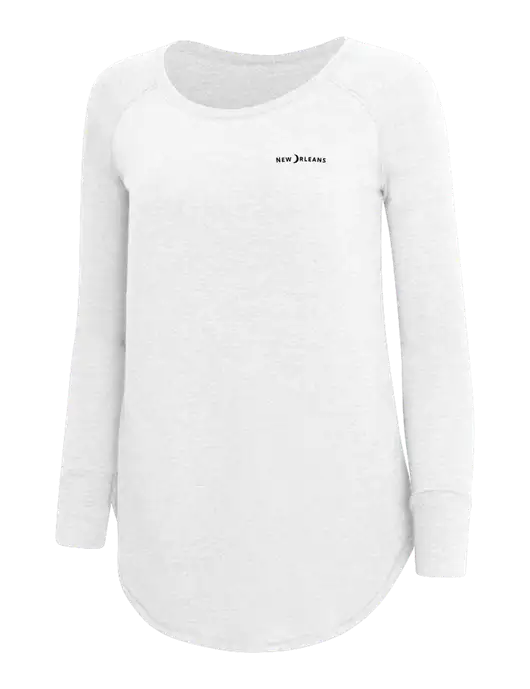 Womens Perfect Wide Collar Tunic Tri-Blend White 4.5 oz T-Shirt w/Moon Logo