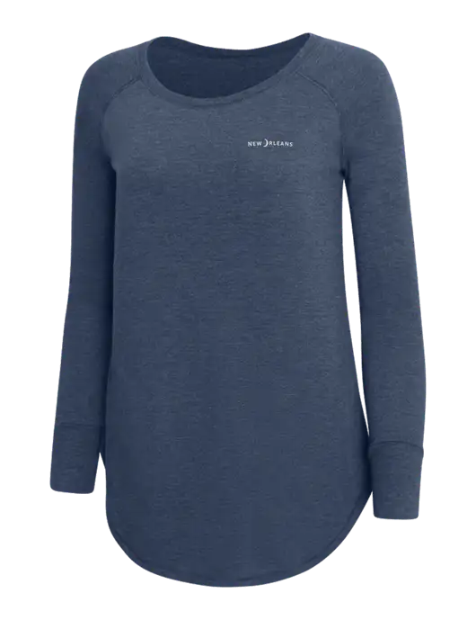 Womens Perfect Wide Collar Tunic Tri-Blend Navy Frost 4.5 oz T-Shirt w/Moon Logo
