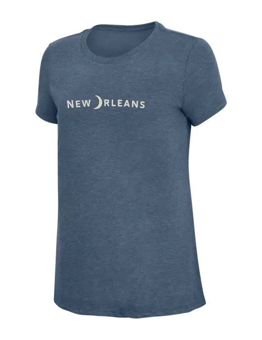 Womens Simply Soft Navy Frost 4.5oz  Poly/Combed Ring Spun Cotton T-Shirt w/Moon Logo