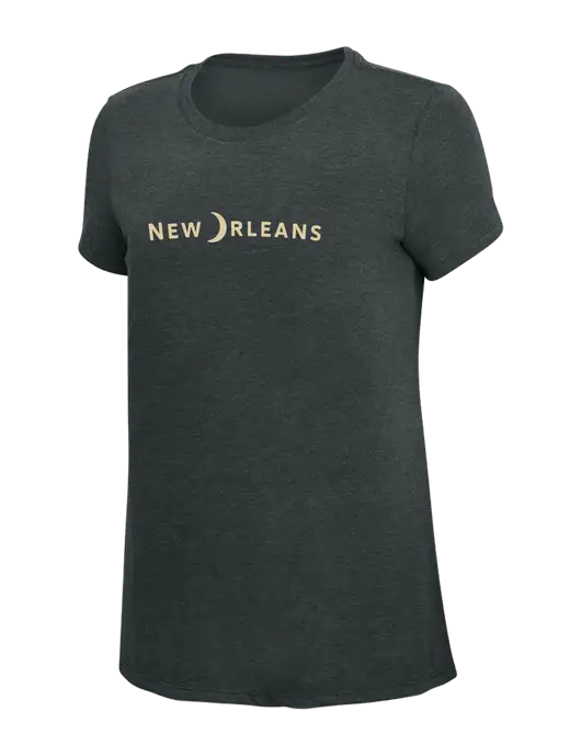 Womens Simply Soft Black Frost 4.5oz Poly/Combed Ring Spun Cotton T-Shirt w/Moon Logo