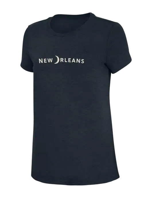 Womens Simply Soft Navy 4.5oz Poly/Combed Ring Spun Cotton T-Shirt w/Moon Logo